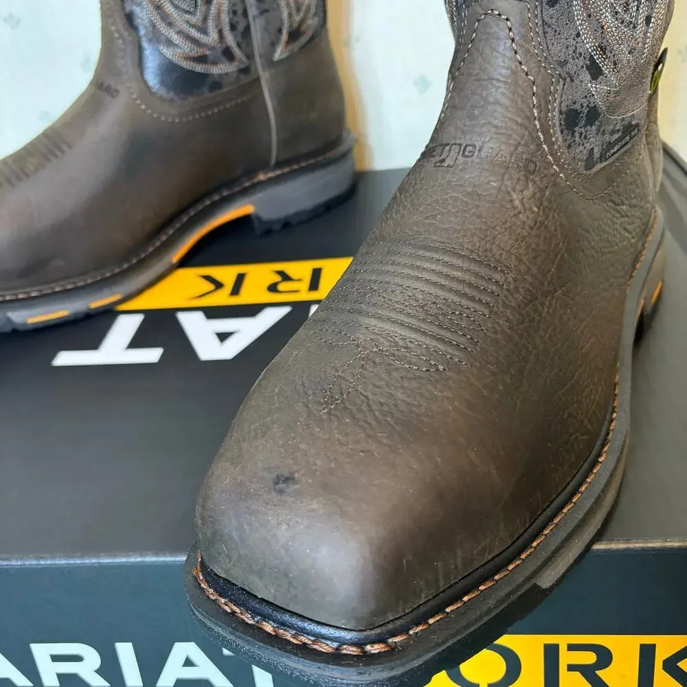 Ariat WorkHog Wide Square Toe MetGuard Waterproof Composite Work Boot Size 11
